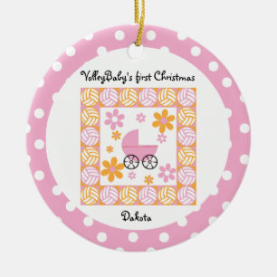 VolleyBaby primer adorno rosa de Navidad
