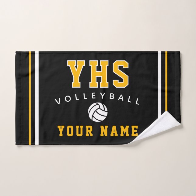 Volleyball Icon, Custom Name & School, Team Gift H (Toalla de mano)