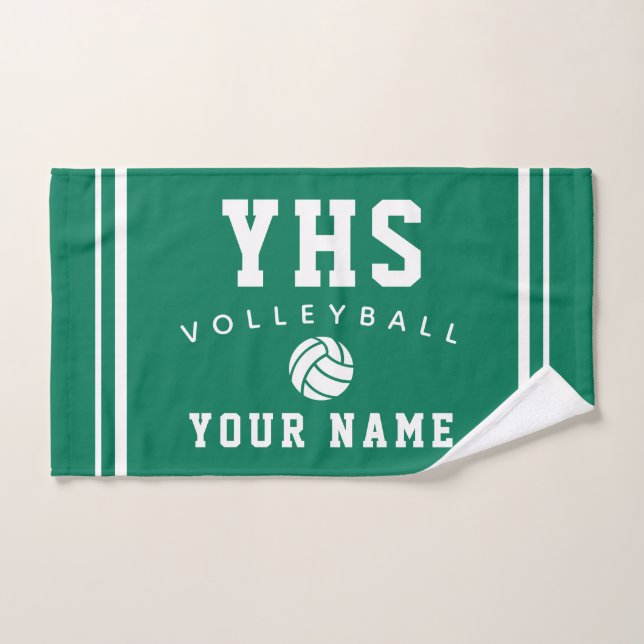 Volleyball Icon, Custom Name & School, Team Gift H (Toalla de mano)