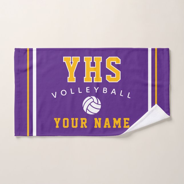 Volleyball Icon, Custom Name & School, Team Gift H (Toalla de mano)