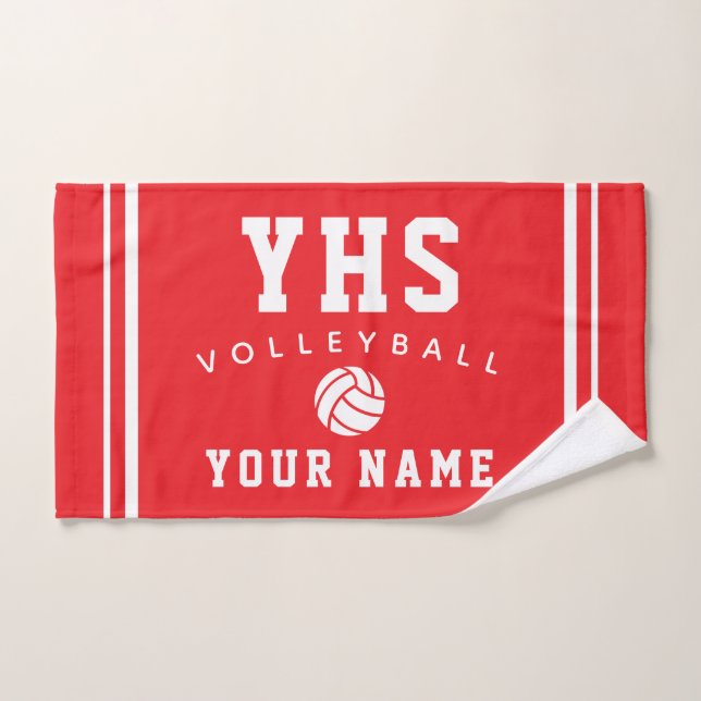 Volleyball Icon, Custom Name & School, Team Gift H (Toalla de mano)