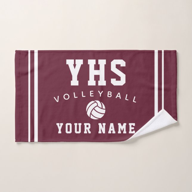 Volleyball Icon, Custom Name & School, Team Gift H (Toalla de mano)