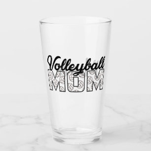 Volleyball Mom and Name Glass