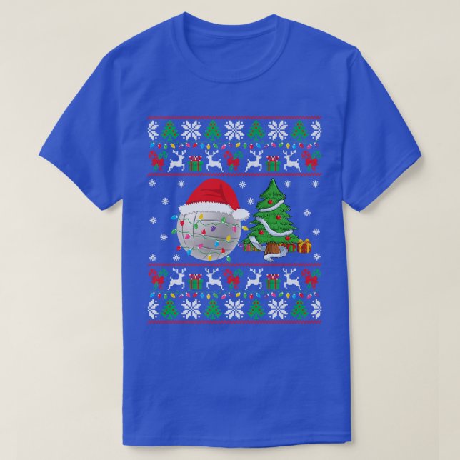 Volleyball Ugly Christmas Sweater Volley Xmas Ligh (Diseño del anverso)
