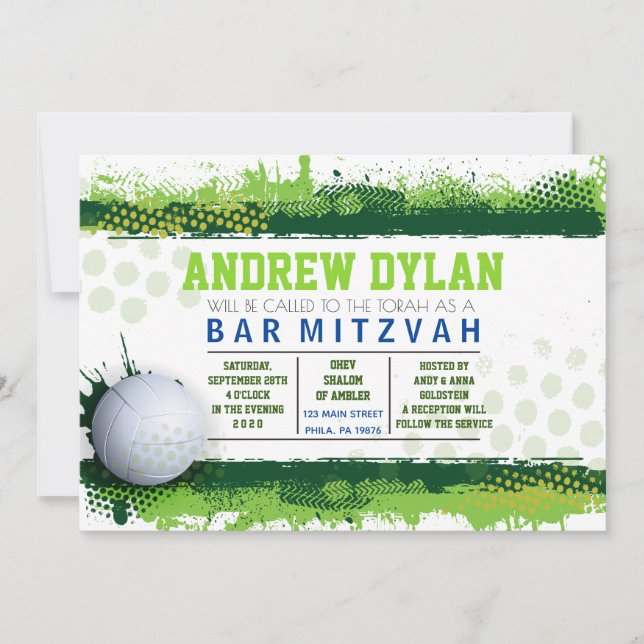 VOLLYBALL SPLASH Bar Mitzvah Invitación (Anverso)