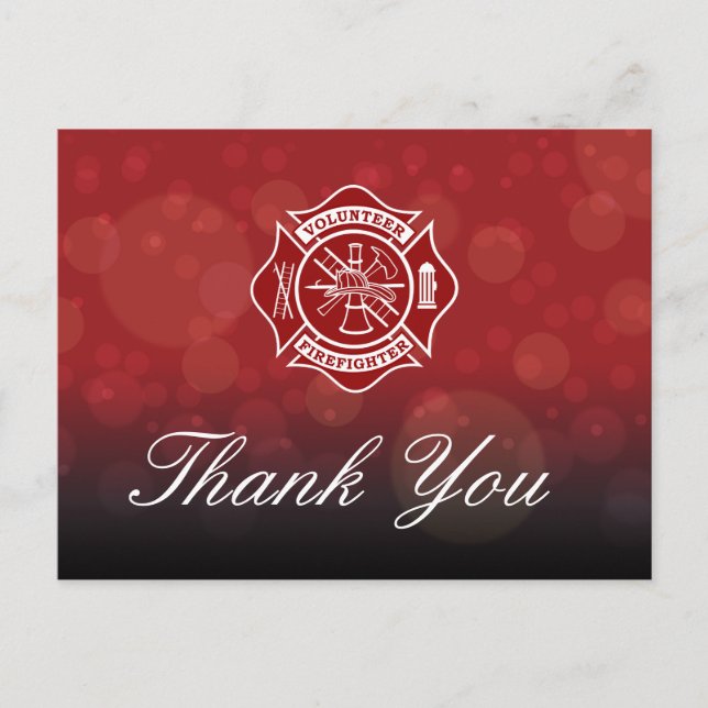 Voluntariado bombero gracias postal (Anverso)
