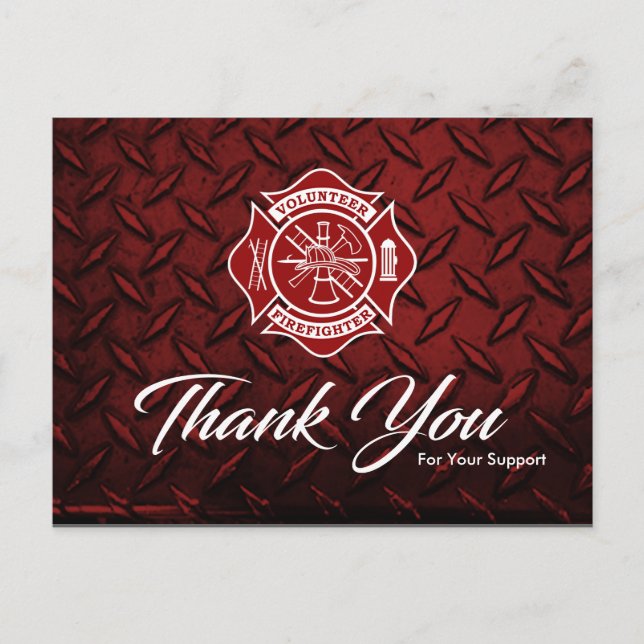 Voluntariado bombero gracias postal (Anverso)