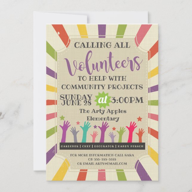 voluntarios requeridos, carnaval de invitación cos (Anverso)