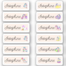 Volver a la escuela con pegatinas de nombres de un