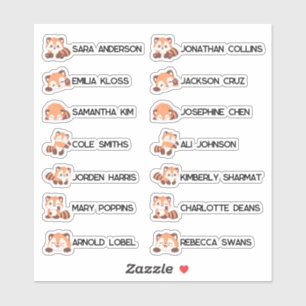 Volver a la escuela - Pegatinas de nombres de zorr