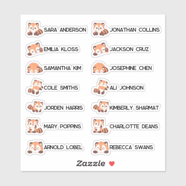 Volver a la escuela - Pegatinas de nombres de zorr (Hoja)