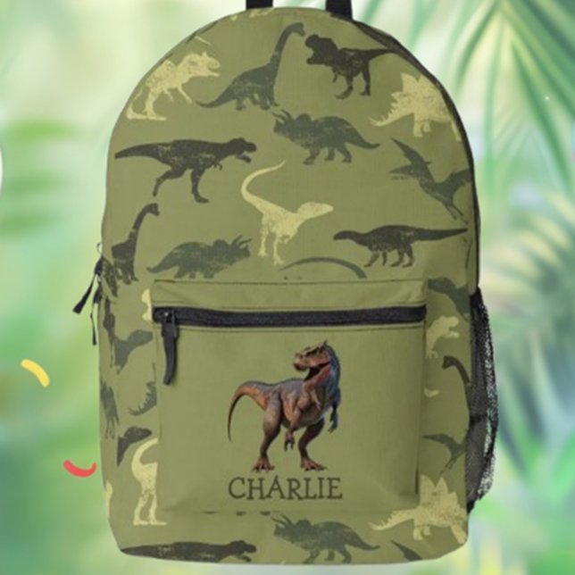 Volver a la escuela Tema de Dino Mochila impresa (Prepare your little one for school with our adorable Dino-themed printed backpack!)