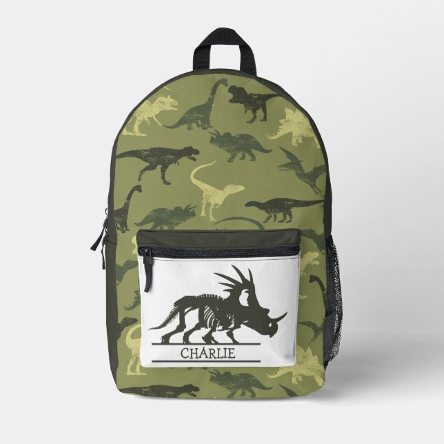 Volver a la escuela Tema del Dino Verde Mochila im (Anverso)