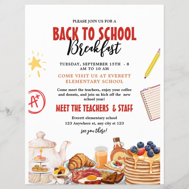Volver a la flyer de desayuno escolar, Conoce a lo (Frente)