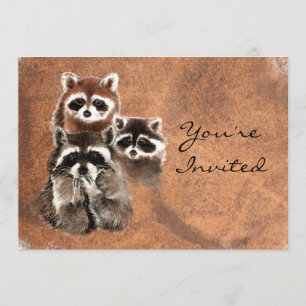 Volver a la naturaleza Raccoons Invitación a cumpl