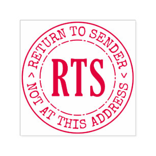 Volver al sello de goma RTS del remitente Sello re