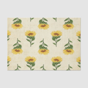 Vontage Sunflowers Papel del tejido de la descompo