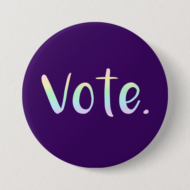 "Vota". botón Ombre del arcoiris Pastel (Anverso)