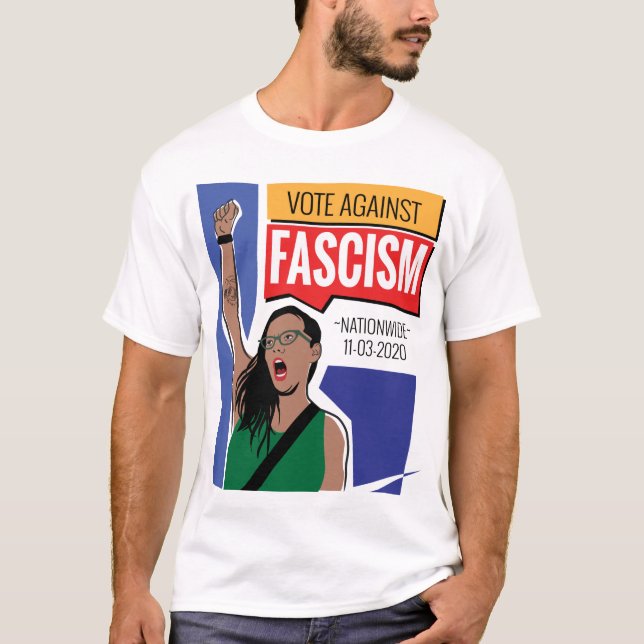 Vota contra la camiseta del hombre fascista (Anverso)
