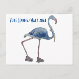 Vota Harris/Walz Fламінго azul con perlas Tarjeta