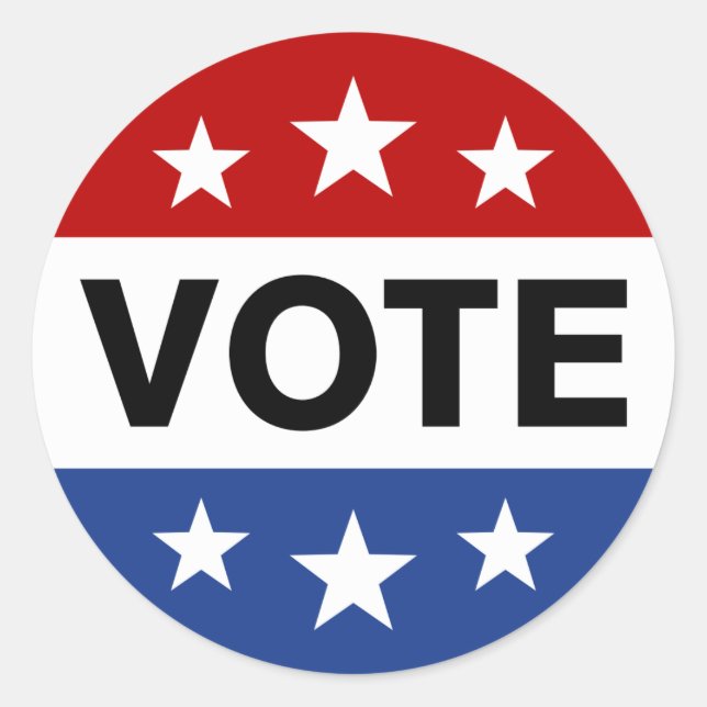 Votación el día de las elecciones, pegatina blanco (Anverso)