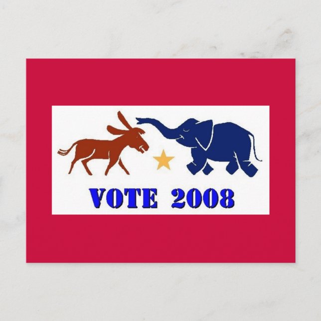 VOTACIÓN EN 2008 POSTAL POLÍTICA DEMÓCRATA REPUBLI (Anverso)