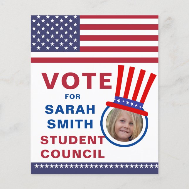 Votación para presidente de clase: Volante de foto (Frente)