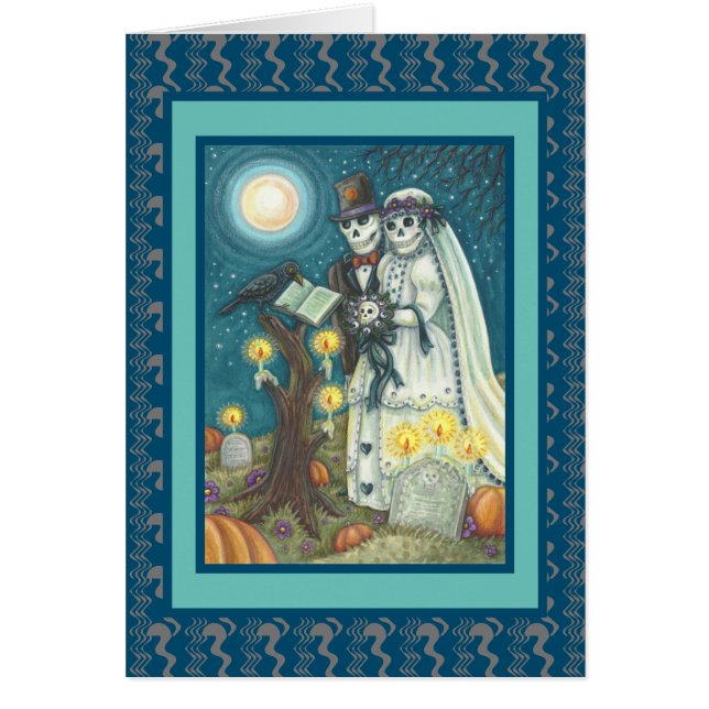 VOTACIONES DE CEMETERY, BODA SKELETON, TARJETA DE  (Frente)