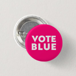 Votar azul, blanco, rosado caliente, botón de pin 