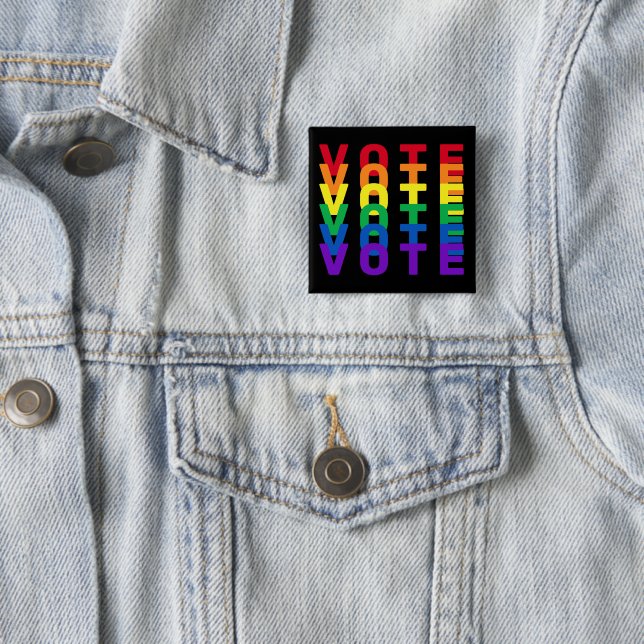 VOTAR Botón Cuadrado de las letras del arcoiris (In situ)