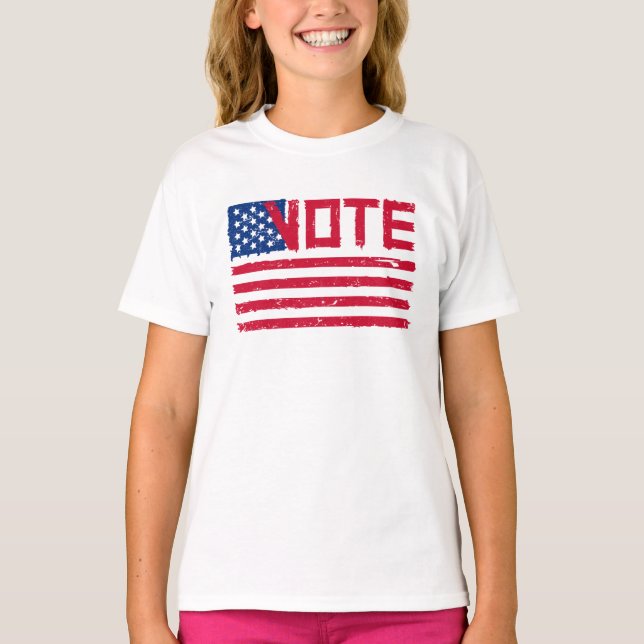 Votar con la bandera estadounidense. Camiseta (Anverso)