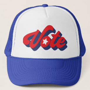 Votar En Un Sombrero Camionero De Letras Azul Rojo