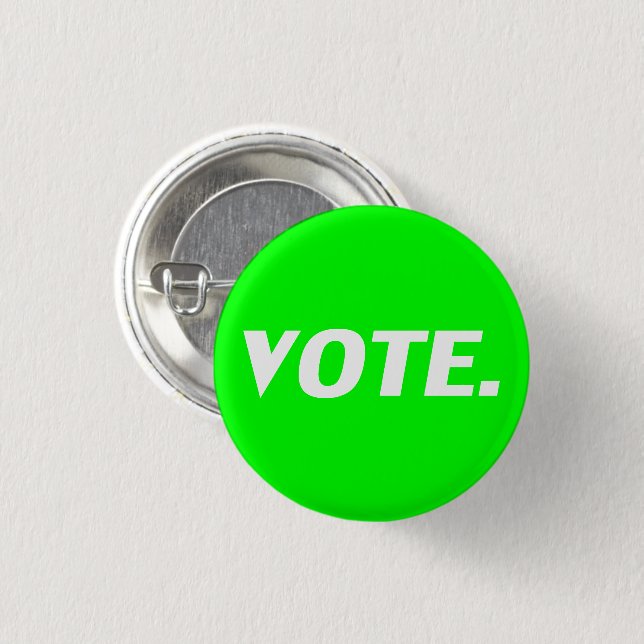 Votar neón verde y blanco moderno botón pin simple (Anverso y reverso)
