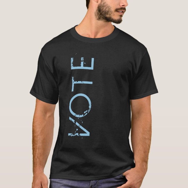 VOTE Azul Guay de costado tipo camiseta masculina (Anverso)