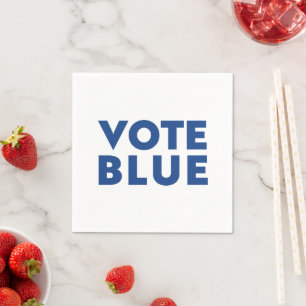 "Vote azul" servilleta de papel blanco azul