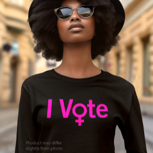 Vote Camiseta - Símbolo femenino con texto rosado