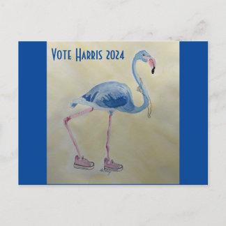 Vote Harris 2024 Blue FLAmingo con tarjeta postal