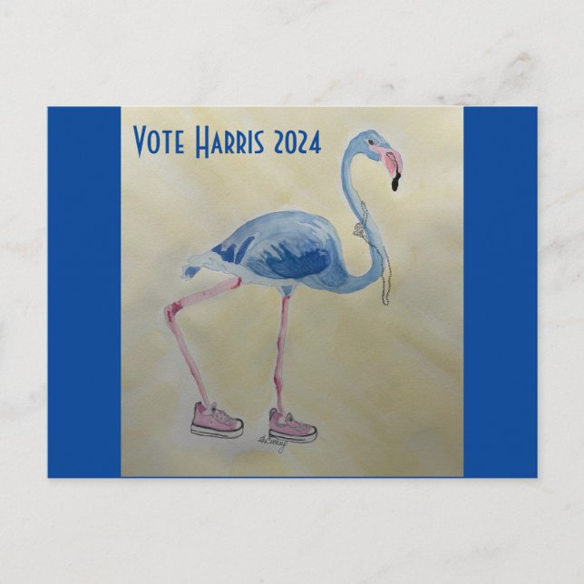 Vote Harris 2024 Blue FLAmingo con tarjeta postal  (Anverso)