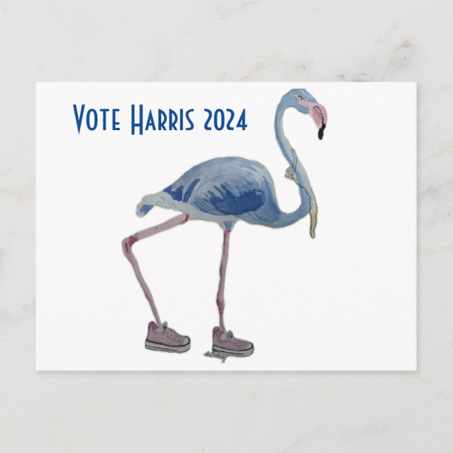 Vote Harris 2024 Blue FLAmingo con tarjeta postal  (Anverso)