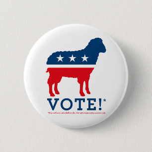 ¡Voto! Botón del logotipo del fiesta de las ovej