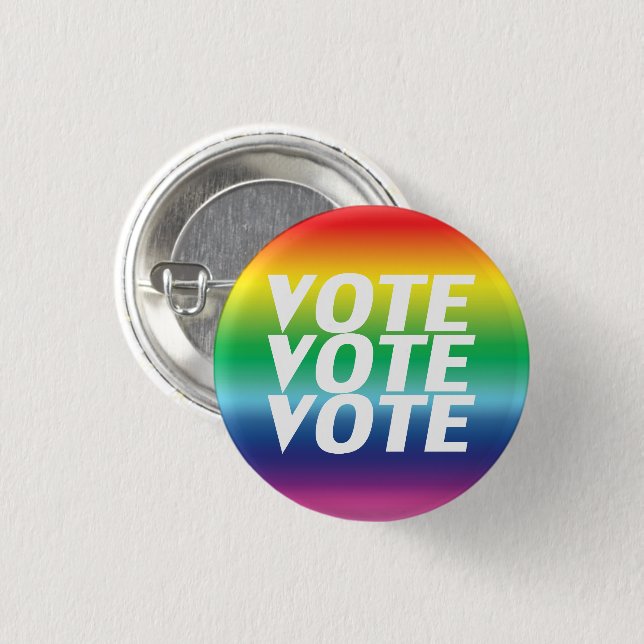 voto de voto - blanco, botón de orgullo lgbtq arco (Anverso y reverso)
