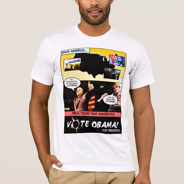 ¡Voto OBAMA! Camiseta de los tebeos de la elección (Anverso)