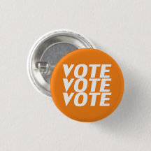voto por voto naranja y botón pin blanco