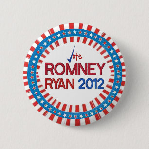 Voto Romney Ryan 2012 estrellas y botón de las