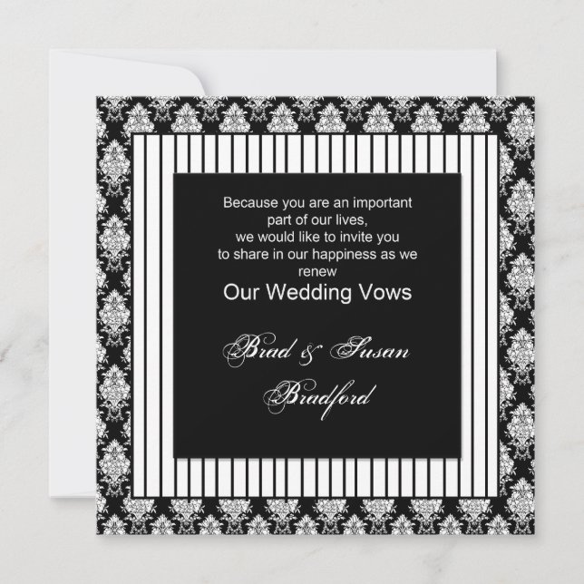 Votos bodas renovados - Invitación - Blanco negro (Anverso)
