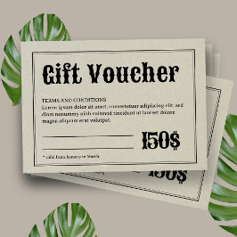 Voucher de regalo para empresas de la tipografía r