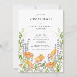 Vow Invitaciones de renovación acuarela Floral