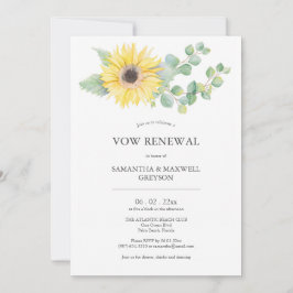 Vow Invitaciones de renovación acuarela Girasol
