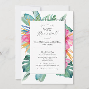 Vow Invitaciones de renovación Flores Tropicales