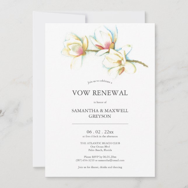 Vow Renewal Aniversario Invitaciones Floral (Anverso)